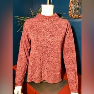 Sara Morgan Turtleneck Fisherman Cable Knit Style Lightweight Red Sweater Size M